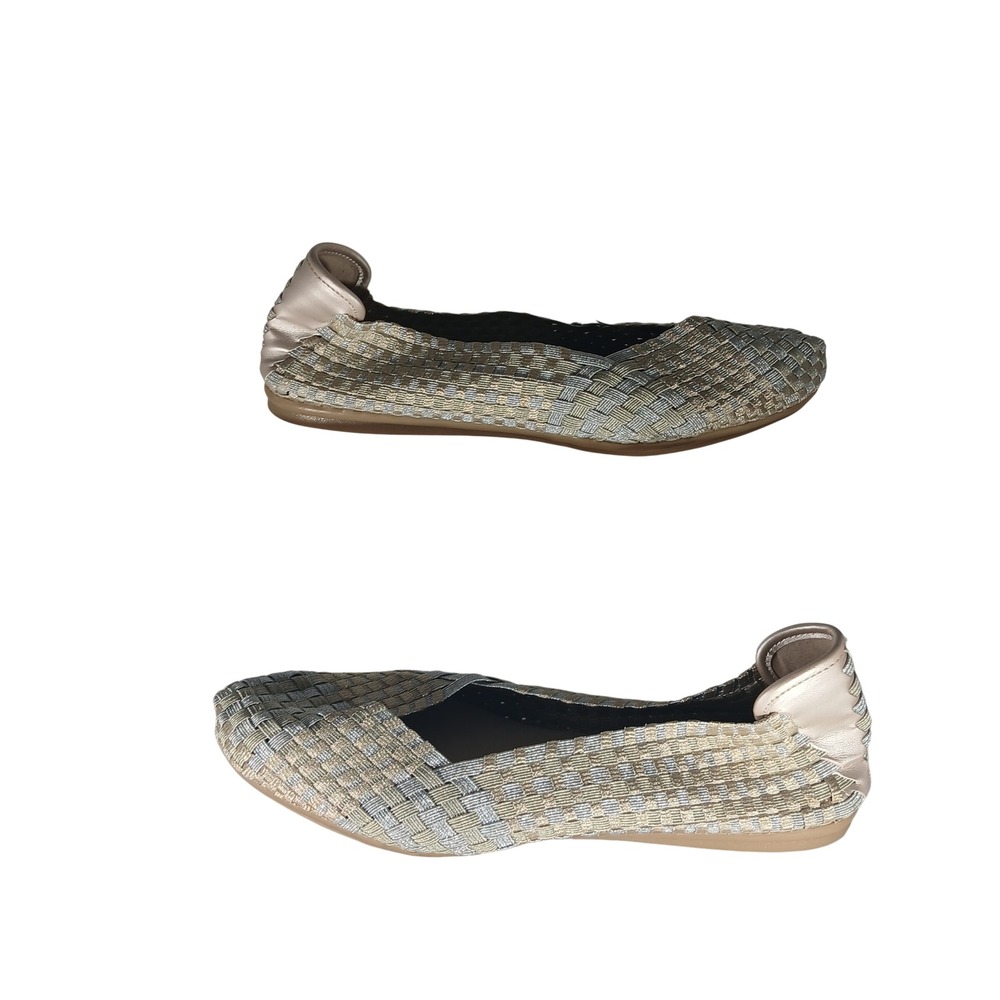 Easy Spirit e360 Gibby Flats 9M Gold Silver Metallic Woven Balletcore Comfort